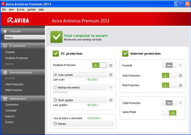 Avira Antivirus Premium 2012 software