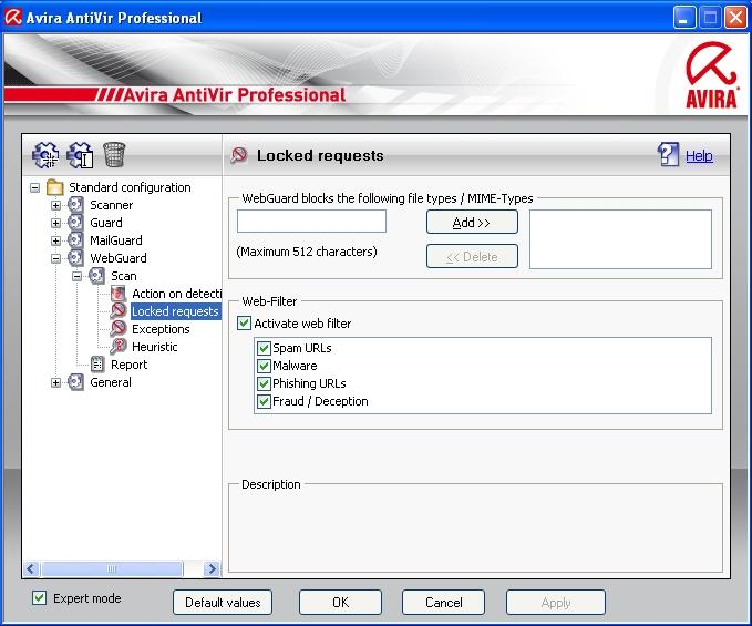 WebGuard configuration - Locked requests