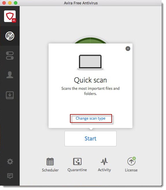 How do i perform a custom scan with avira antivirus for mac pro