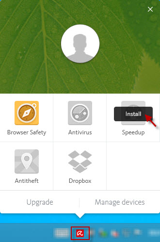 avira icon in the taskbar and subsequently on the install
